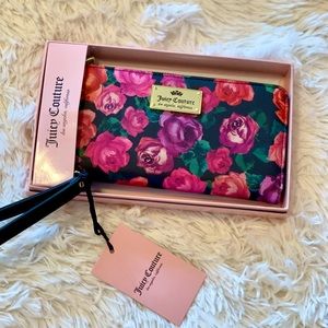 Juicy couture black rose wallet wristlet NWT